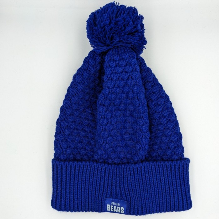 Bristol Bears Blue Waffle Bobble Beanie - Adult